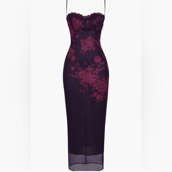 HOUSE of CB Azia This is the genuine, famous floral corset-back dress worn once - Picture 8 of 17